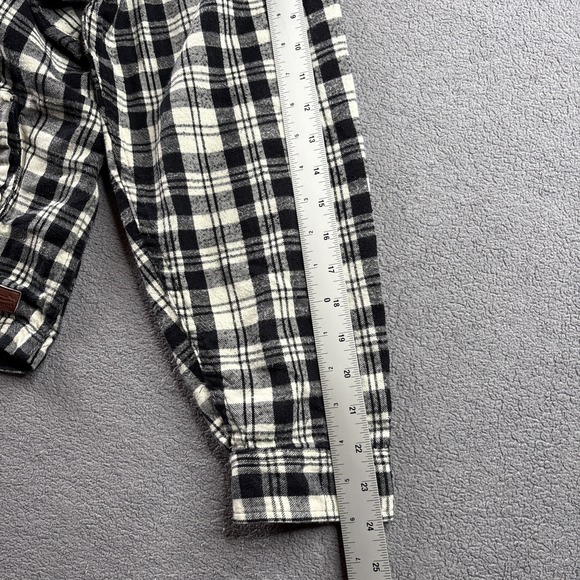 LL BEAN Womens Full Zip Hooded Jacket-All Cotton Black/White Plaid-Relaxed Fit L - Picture 16 of 16